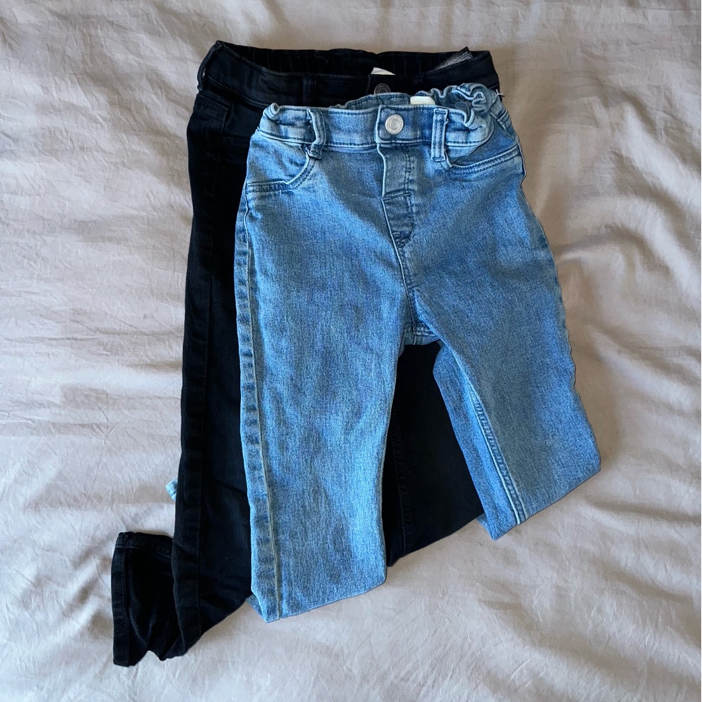 2 Pairs H&M Denim Jeans Neutral Boys Girls Skinny Jeans Basic Staple
